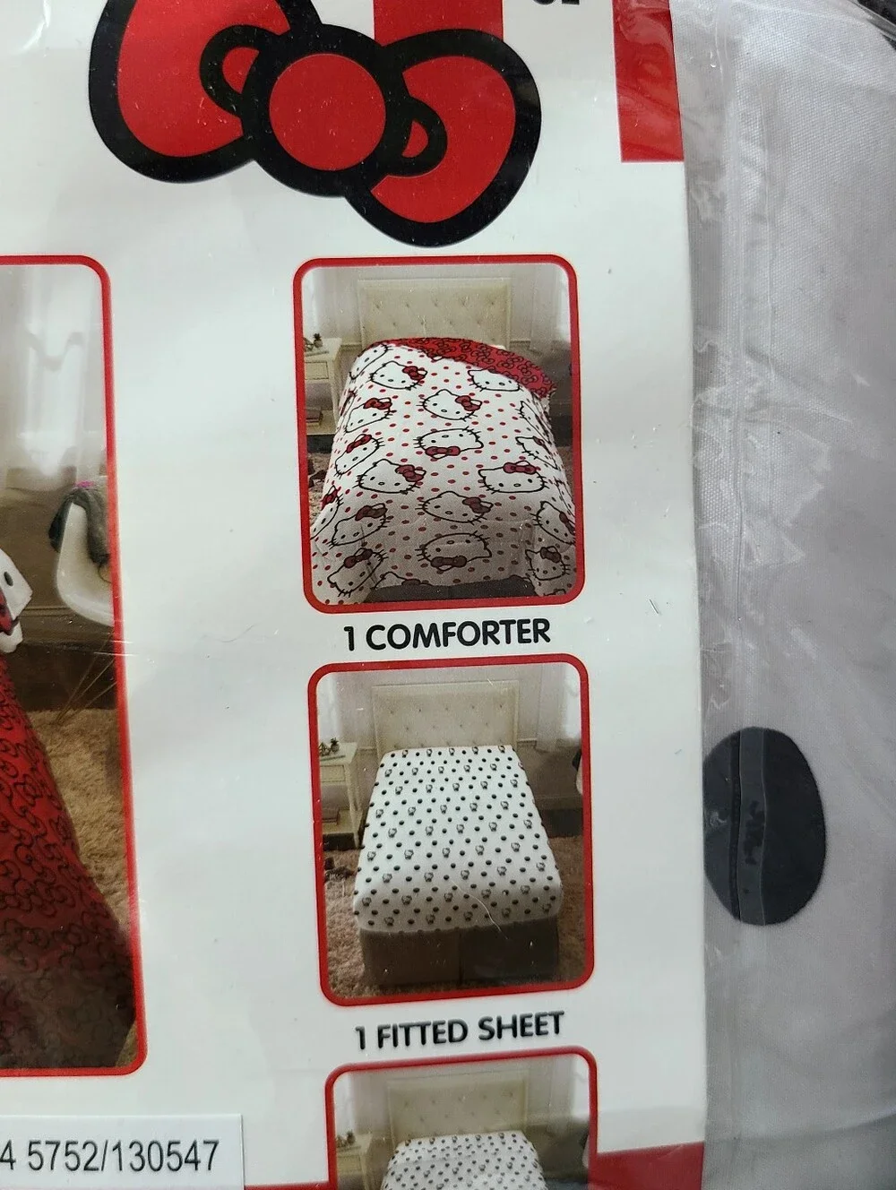 Hello Kitty Polka Dot 7 Piece Super Soft Comforter and Sheet Set Full Reversible